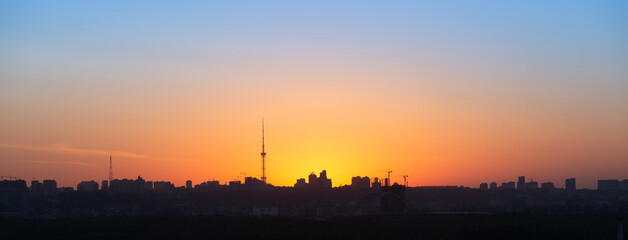 City sunset town panoramic landscape, sunset city, Kyiv, Ukraine