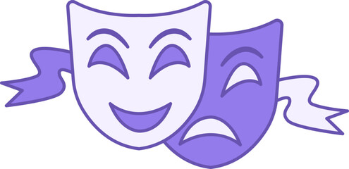Theater Masks Color Icon. Vector Icon. Eye Cutouts. Smiling and Crying Mask. Brazilian Carnival Concept