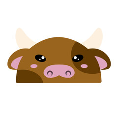 cute cow vector, drawing cartoon cow face, drawing cow face easy and simple full color. Cute bulls vector 