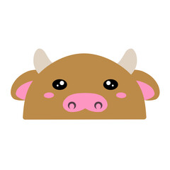 cute brown cow vector, cute cow vector. drawing cartoon cow face, drawing cow face easy and simple full color