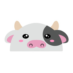 cute cow vector, drawing cartoon cow face, drawing cow face easy and simple full color