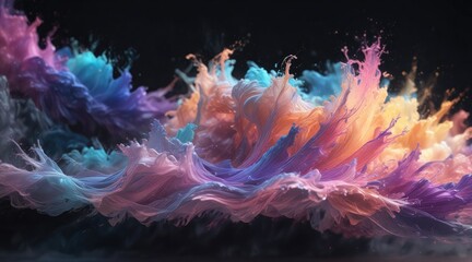 Obraz premium Iridescent wisps of color blend together in a soft, flowing motion with a sense of depth, soft pastel colors, iridescent, airy space