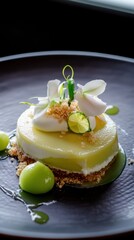 Key lime pie with cream cheese and fresh cucumber on top