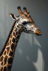 Obraz premium Elegant Giraffe Portrait Against A Neutral Background