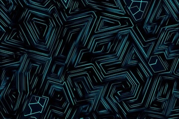Abstract close-up of a glowing blue digital circuit board, showcasing intricate connections and technological design on a black background.
