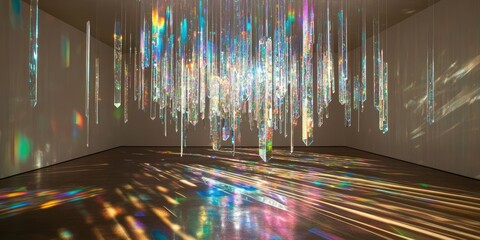 Crystal Prisms Illuminate Gallery Space With Rainbow Light
