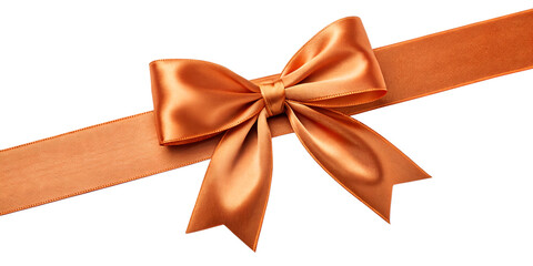 Fototapeta premium Orange Gift Ribbon with a Bow on a white Background. Festive Template for Holidays and Celebrations