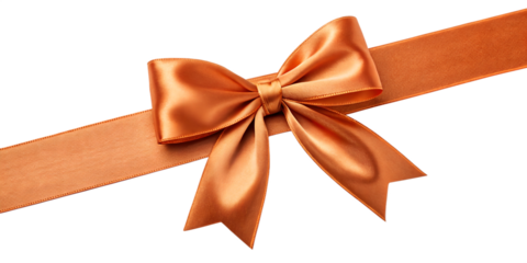 Orange Gift Ribbon with a Bow on a white Background. Festive Template for Holidays and Celebrations