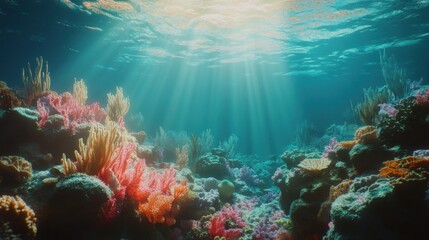 Naklejka premium Underwater Paradise: Vibrant Coral Reef