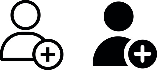 Add User Vector Icon Set – Profile, Account, and Social Interaction Symbols