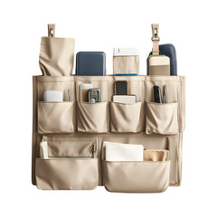 Over-the-Door Organizer with Multiple Pockets and Cell Bag Isolated on Transparent Background