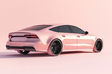 Obraz premium Pink Luxury Sedan Car Rear View Studio Shot