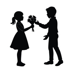the boy is giving flowers to the girl © SreeModonchandro