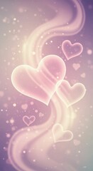 Ethereal pink hearts on dreamy background with swirling motion