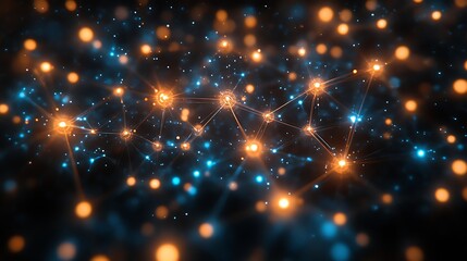 Abstract Network of Illuminated Nodes and Connections