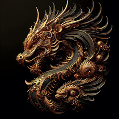 A detailed steampunk dragon combining mystical and esoteric elements with exquisite mechanical patterns and metallic textures.
