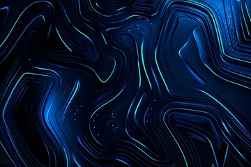 Obraz premium Abstract close-up of a glowing blue digital circuit board, showcasing intricate connections and technological design on a black background. 