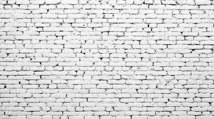 Obraz premium High-angle shot of a white grunge brick wall with a sense of depth, brick texture, worn surface, depth perception, building facade.