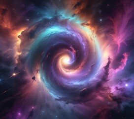 Iridescent colors swirling in a nebula background, astral, glowing, ethereal, nebula