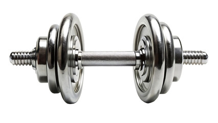 Fototapeta premium Adjustable Metal Dumbbell for Strength Training isolated on white background as transparent. PNG.AI GENERATED