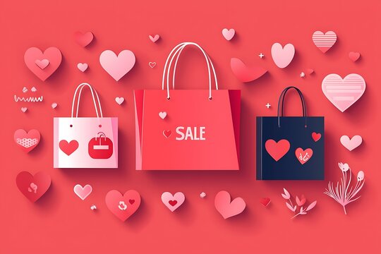 modern flat illustration of a valentine day sale