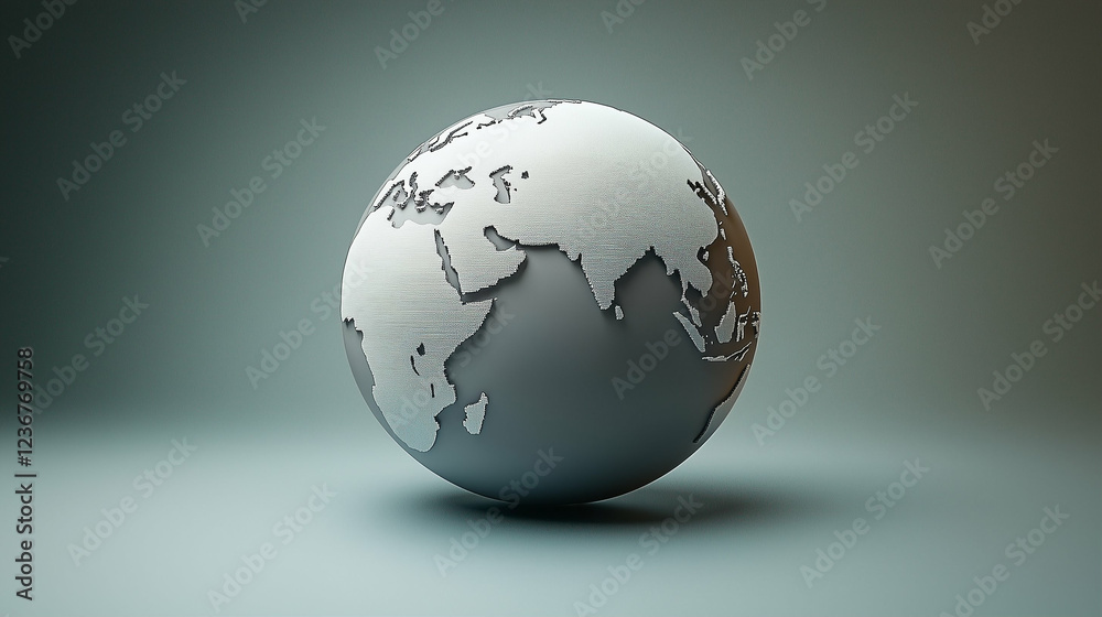 Poster globe world map 3d render. globe world map on gray background. globe world map with continents