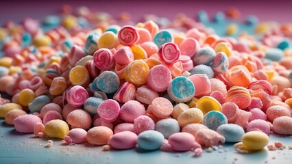"Colorful Candy Hearts Stacked in a Vibrant Pile"