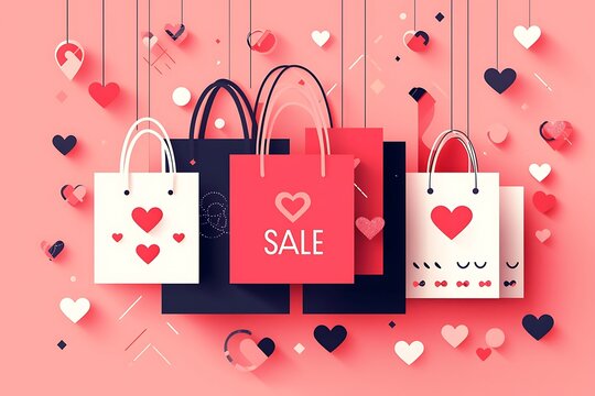 modern flat illustration of a valentine day sale