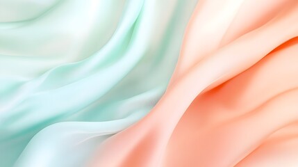 a close-up of soft, flowing fabric draped in a gradient of vibrant colors reminiscent of the Indian flag: mint green, white, and peachy orange. The fabric's gentle folds and smooth texture create 