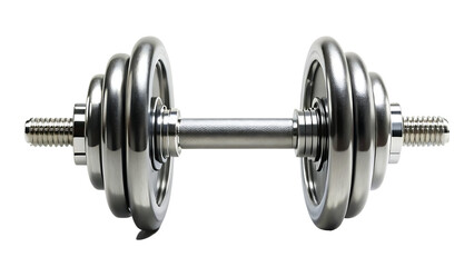 Naklejka premium Adjustable Metal Dumbbell for Strength Training isolated on white background as transparent. PNG.AI GENERATED