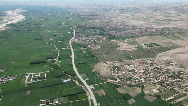 Snake shape river in Kunduz province of Afghanistan