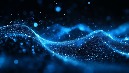 Abstract blue wave of particles.