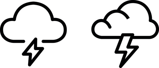 Dramatic Storm Cloud Vector Icon Set – Thunder, Rain, and Lightning Symbols