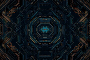 Abstract close-up of a glowing blue digital circuit board, showcasing intricate connections and technological design on a black background.
