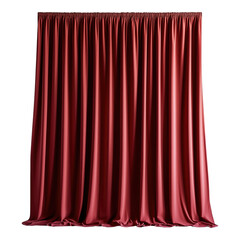 rich crimson curtain hangs ready to reveal hidden scene deep color and smooth fabric sense of anticipation and drama isolated on png transparent background