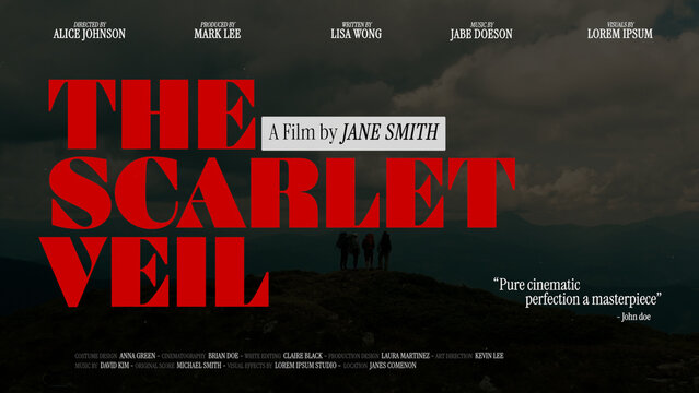 Cinematic Film Title Card, Movie Poster Typography Overlay 88 , ( Wide - Square - Vertical )
