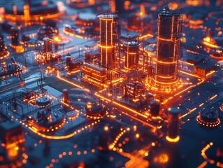 Obraz premium Vibrant Infographic Style Cityscape Depicting Goods Distribution and Supply Chain Logistics