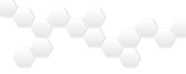 Abstract white hexagon concept design background. Seamless bright white honeycomb banner design. 