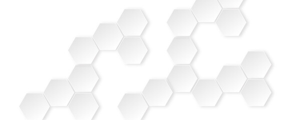 Abstract white hexagon concept design background. Seamless bright white honeycomb banner design. 
