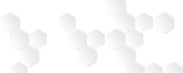 Abstract white hexagon concept design background. Seamless bright white honeycomb banner design. 