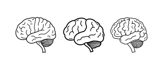 Triple Brainpower: Simple Black & White Illustration art mind idea icon