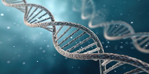 Macro shot of spiral DNA with a shallow depth of field for blur effect, DNA double helix, microscope lens, biology, genetics, blurry background