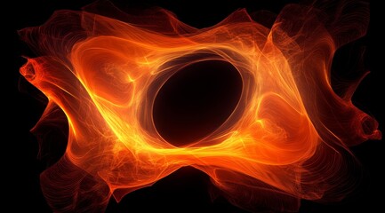 Fiery Nebula Swirling, Dark Space, Abstract Background
