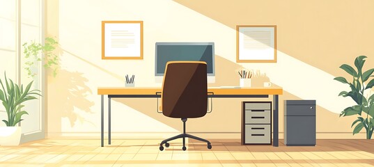 Fototapeta premium A modern business workspace with a clean desk