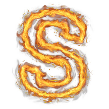 Blazing Fire Letters S &ndash; Realistic Flaming Alphabet Transparent PNG