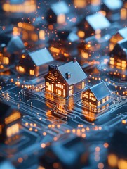 Smart home technology revolutionizes real estate urban environment digital art and futuristic conceptual viewpoint