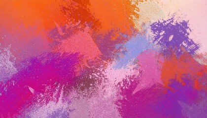 Obraz premium vibrant abstract splashes of pink, orange, and purple paint blending in dynamic composition, ideal for modern art decor