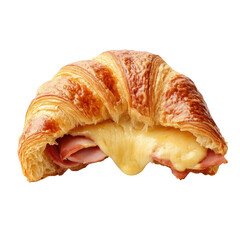 Freshly Baked Croissant with Melted Cheese and Ham Filling