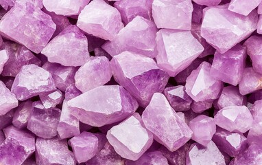 Fototapeta premium A close-up view of pink mineral crystals, showcasing their natural, jagged shapes and vibrant color.
