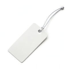 Fototapeta premium White blank clothing tag label isolated on white, ideal for branding and apparel packaging
